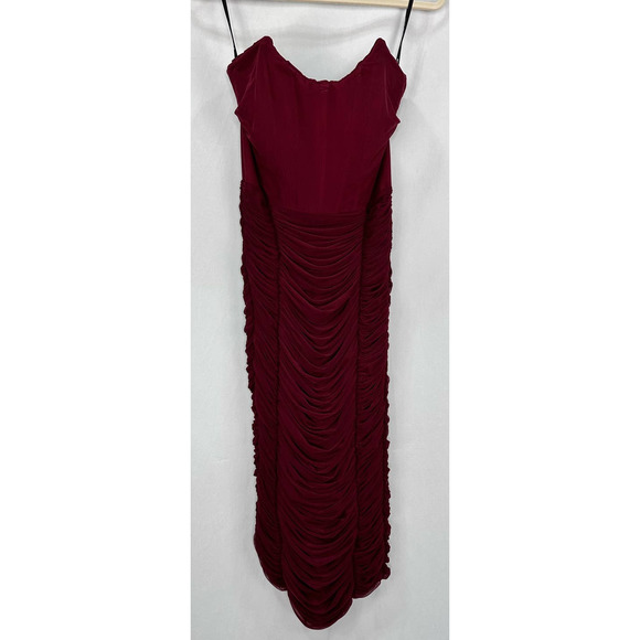 Lavish Alice Mesh Corset Midi Dress Burgundy Red Smocked size 6 - Picture 3 of 6
